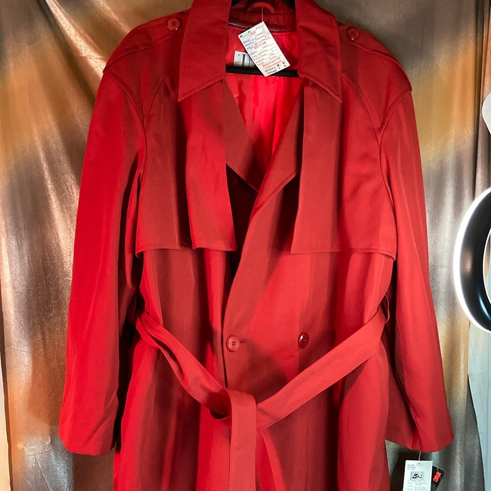 UTY Apparel red trench coat with zip out‎ puffer liner NWT 20r Bag B51 56” chest